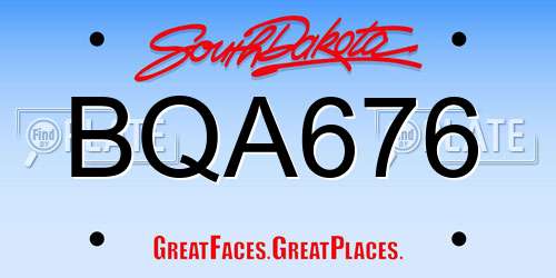 BQA676 South Dakota License Plate