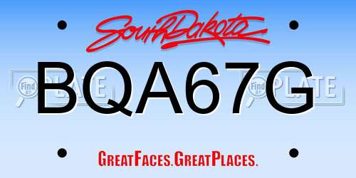BQA67G South Dakota License Plate