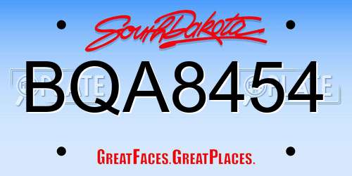 BQA8454 South Dakota License Plate