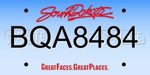 BQA8484 South Dakota License Plate