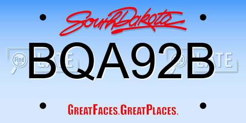 BQA92B South Dakota License Plate
