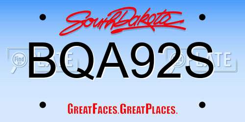 BQA92S South Dakota License Plate