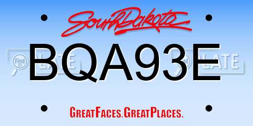 BQA93E South Dakota License Plate