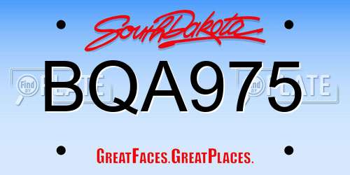 BQA975 South Dakota License Plate