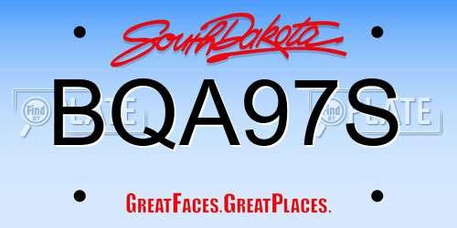BQA97S South Dakota License Plate