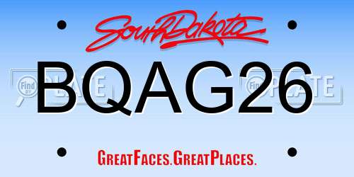 BQAG26 South Dakota License Plate