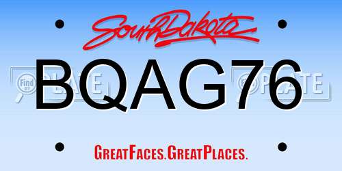 BQAG76 South Dakota License Plate