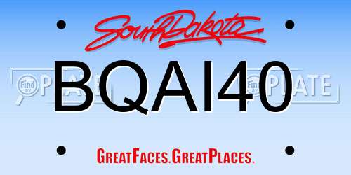 BQAI40 South Dakota License Plate