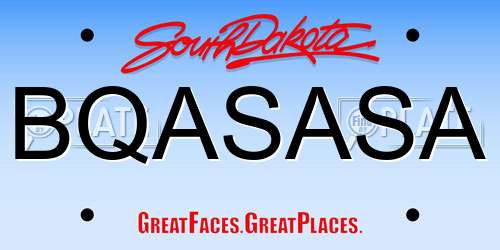 BQASASA South Dakota License Plate