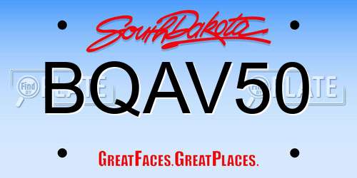 BQAV50 South Dakota License Plate