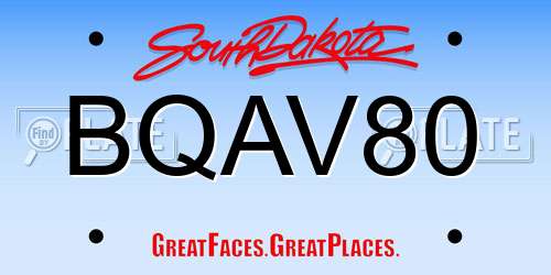 BQAV80 South Dakota License Plate