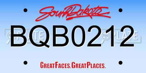 BQB0212 South Dakota License Plate