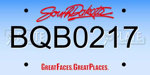 BQB0217 South Dakota License Plate