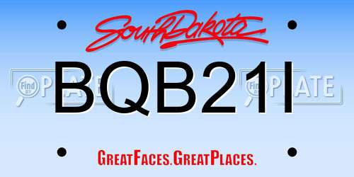 BQB21I South Dakota License Plate