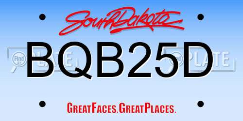 BQB25D South Dakota License Plate