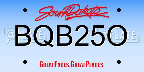 BQB25O South Dakota License Plate