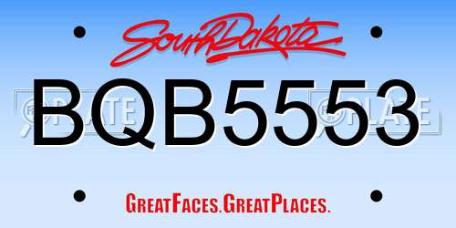 BQB5553 South Dakota License Plate