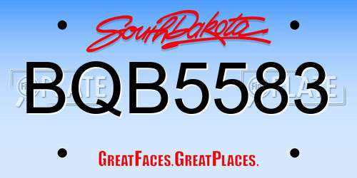 BQB5583 South Dakota License Plate