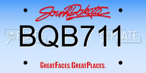 BQB711 South Dakota License Plate