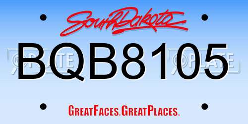 BQB8105 South Dakota License Plate