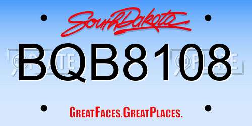 BQB8108 South Dakota License Plate