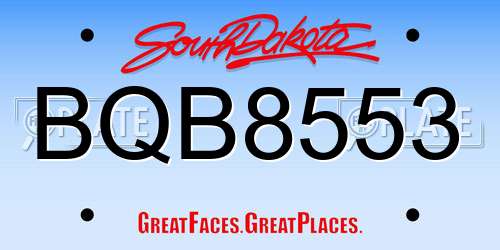 BQB8553 South Dakota License Plate