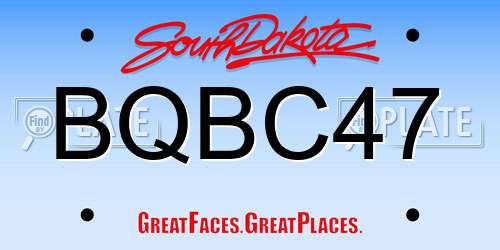 BQBC47 South Dakota License Plate