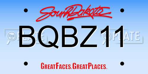 BQBZ11 South Dakota License Plate