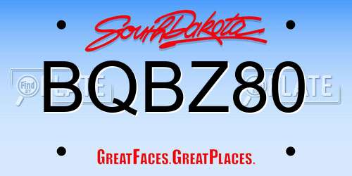 BQBZ80 South Dakota License Plate