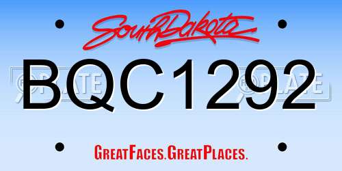 BQC1292 South Dakota License Plate