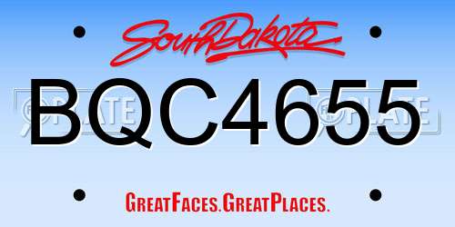 BQC4655 South Dakota License Plate