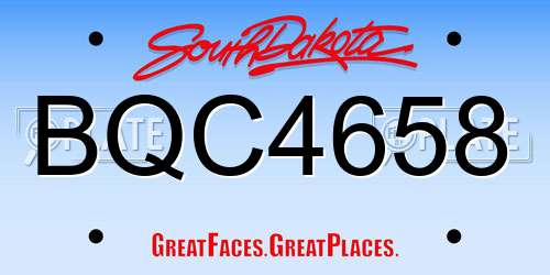 BQC4658 South Dakota License Plate