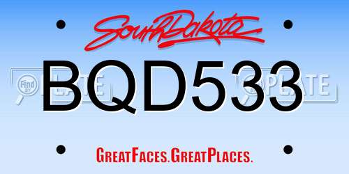 BQD533 South Dakota License Plate