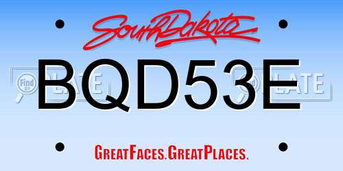 BQD53E South Dakota License Plate