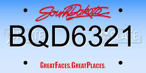 BQD6321 South Dakota License Plate