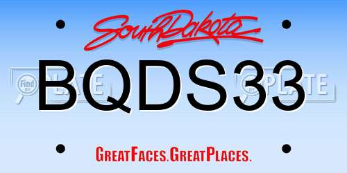 BQDS33 South Dakota License Plate
