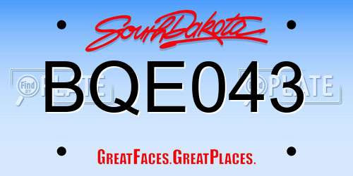 BQE043 South Dakota License Plate