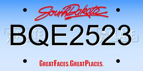 BQE2523 South Dakota License Plate