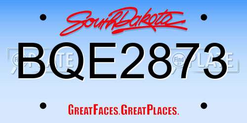 BQE2873 South Dakota License Plate