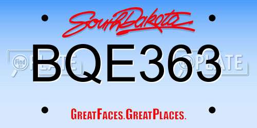 BQE363 South Dakota License Plate