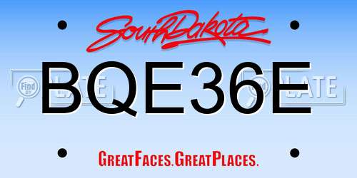 BQE36E South Dakota License Plate