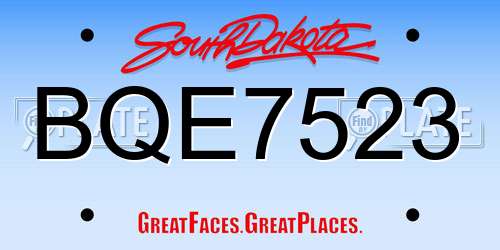 BQE7523 South Dakota License Plate