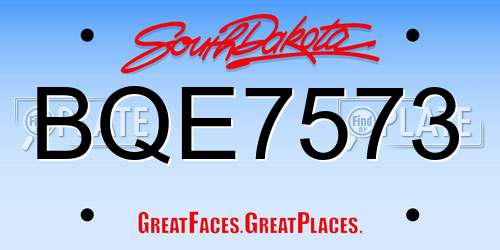 BQE7573 South Dakota License Plate
