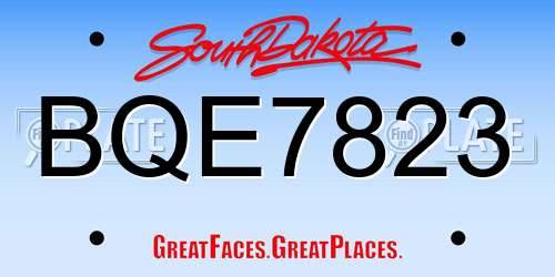 BQE7823 South Dakota License Plate
