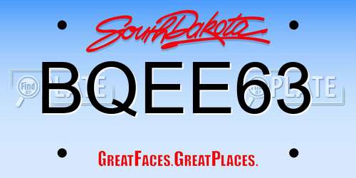 BQEE63 South Dakota License Plate