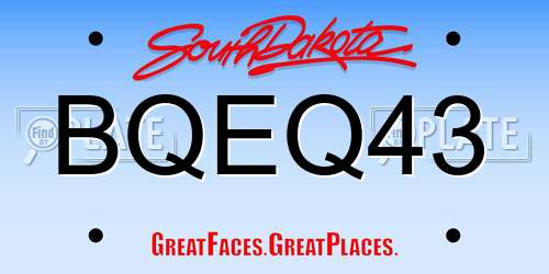 BQEQ43 South Dakota License Plate