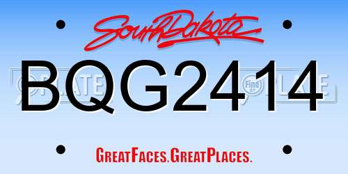 BQG2414 South Dakota License Plate