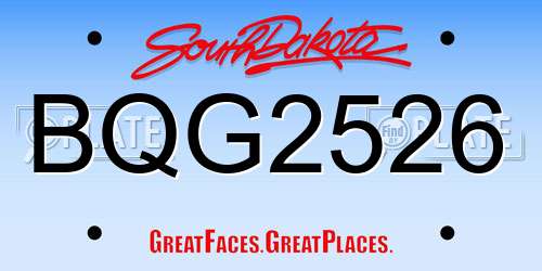 BQG2526 South Dakota License Plate