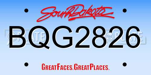 BQG2826 South Dakota License Plate