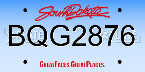 BQG2876 South Dakota License Plate